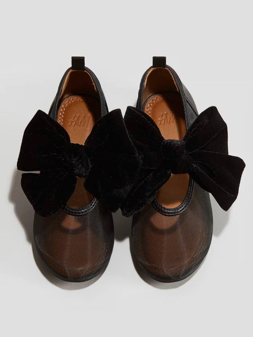 H&M Black Velvet Bow Mary Jane Flats for Kids